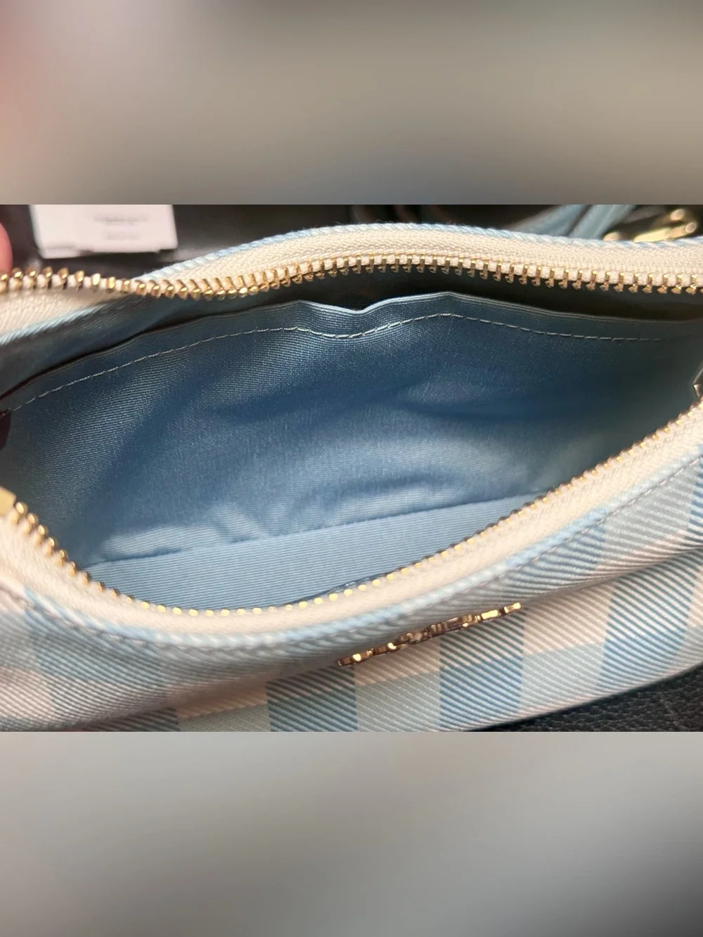 NWT Coach Teri Mini Crossbody Bag With Gingham Print And Charm CEN05 Blue Multi - Picture 11 of 15